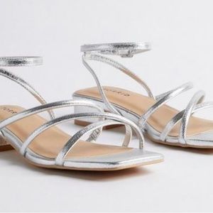Torrid strappy silver micro heels size 8 WW NWT